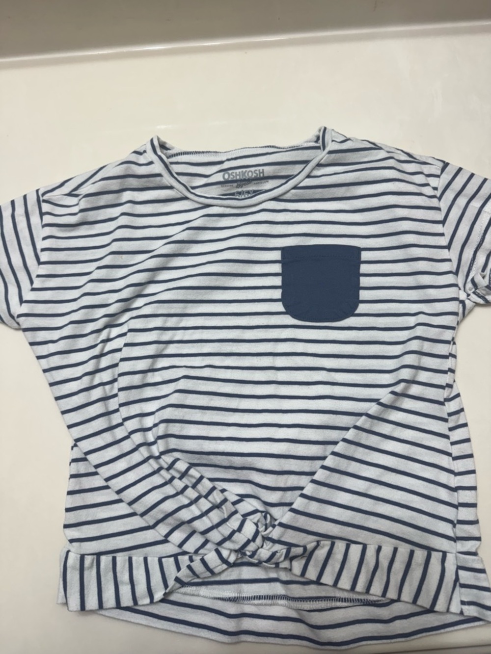 OshKosh White Tee with Blue Stripes